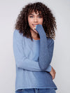 V-Neck Drop Shoulder Long Sleeves Ombre Top