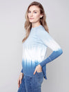 Charlie B TIE DYE CREW NECK RAGLAN SLEEVE TOP WITH BACK SEAMS