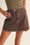 A-Line Garment-Dyed Denim Skort