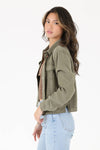 WASHED DENIM TENCEL BUTTON- FRONT JACKET