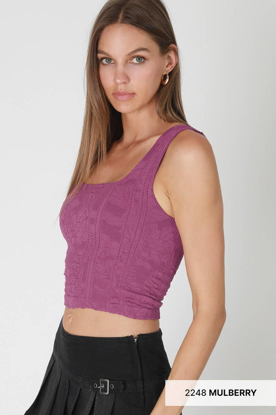 NS8396 - Double Lace Square Crop Top