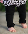 Girls Black Footless Ruffle Tights