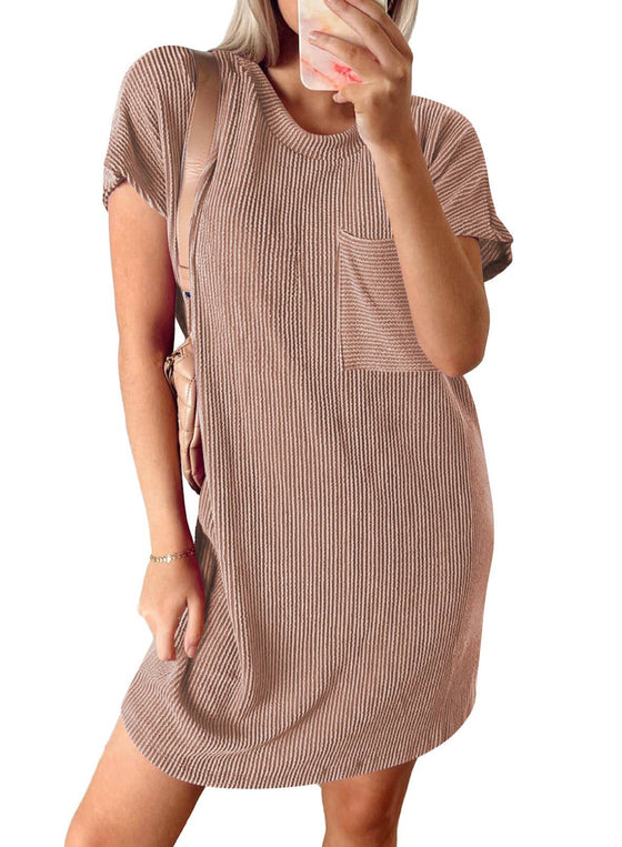 Summer Casual T-shirt Short-sleeved Dress (With Pockets)