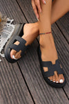 Cutout Design Open Toe Platform Slides