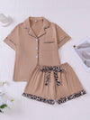Leopard Print Accent Pajama Set