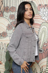 WASHED DENIM TENCEL BUTTON- FRONT JACKET