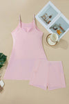 Solid Color Tunic Tank Dress Athletic Shorts Two Piece S-4X