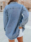 Trendy Washed Long Sleeve Frayed Hem Jacket MK2BLW6W1DJK17