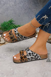 Suede Riveted Buckle Strap Slide Sandals