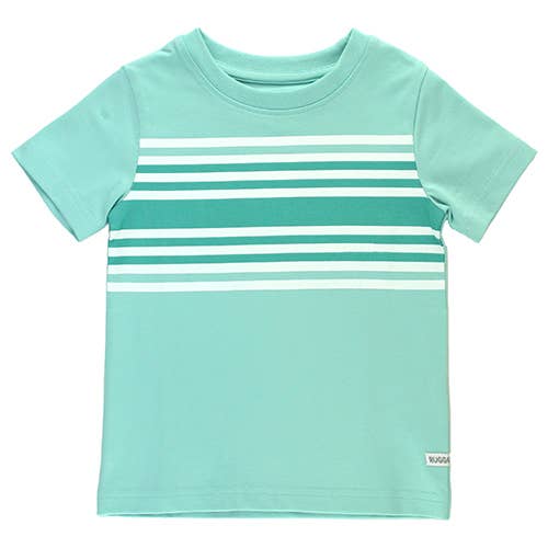 Boys Ocean Teal Stripe Short Sleeve Basic Tee