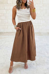 Mix Patchwork Contrast Striped Patchwork Maxi Dress