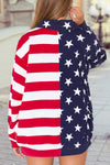 Stripes American Flag Zipped Collar Oversized Sweatshirt