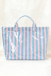 Striped Tote Bag with Glossy Finish