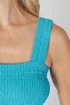 NS8255 - Shirred Square Neck Crop Top