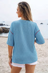 4th of July Half Sleeve Loose Ribbed USA Graphic Top | S-4X