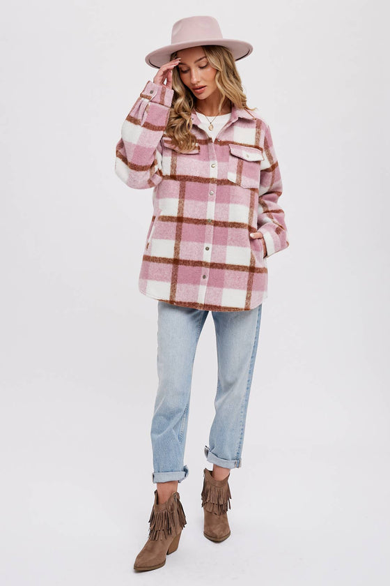 PLAID BRUSHED FLANNEL SHACKET