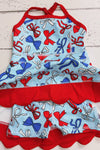 Lt. Blue w/ multi printed patriotic bow Hi-Performance dress w/scallop hem. GSD013014-