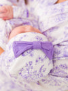 SoftSnooze™ Baby Girls Bamboo Viscose Wisteria Purple Butterfly Garden Toile Ruffle Knotted Sleep Gown & Bow Hat Set