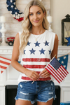 Vintage Stars and Stripes Printed Casual Tank Top (S-XL)