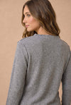Soft Frilled Mock Neck Hacci Knit Top