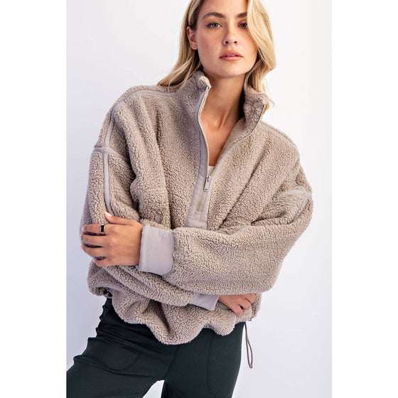 SHERPA MOCK NECK QUARTER ZIP JACKET