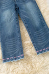 Lt. Blue Denim jeans with embroidered bows & scalloped hem. PNG60155 SOL (Copy)