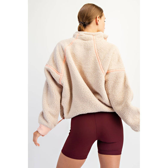 SHERPA MOCK NECK QUARTER ZIP JACKET