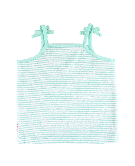 Tween Girls Vintage Aqua Stripe Terry Knit Tie Tank