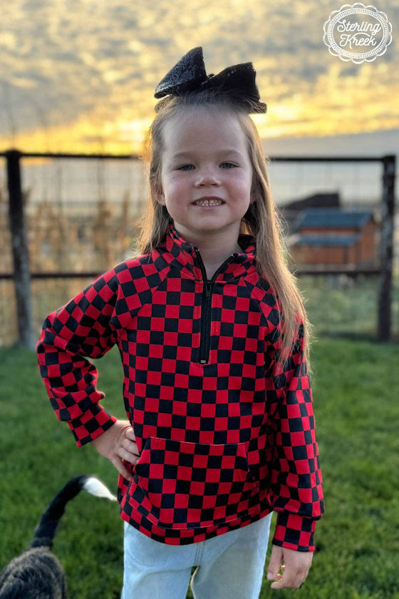 Girls Mini Pep Rally Pullover - Red & Black