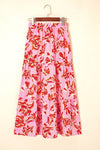 Bohemian Floral Print Tiered Maxi Skirt