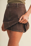 A-Line Garment-Dyed Denim Skort