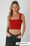 NS8255 - Shirred Square Neck Crop Top