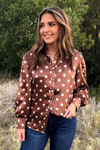 Mocha Dot Button Up