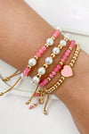 Pearl Golden Beads Adjustable String 4pcs Bracelet Set