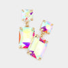 Square Rectangle Glass Stone Link Dangle Evening Earrings