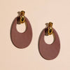 Brown Olivia Leather Hoop Earrings