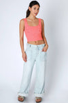 NS8396 - Double Lace Square Crop Top