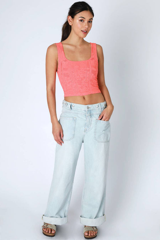 NS8396 - Double Lace Square Crop Top