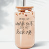 Glass Heat Resistant Coffee Cup w/Bamboo Lid