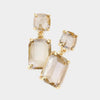 Square Rectangle Glass Stone Link Dangle Evening Earrings