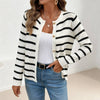 Striped Color-Blocking Long Sleeve Knit Cardigan