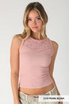 NS8484 - Lace Illusion Crew Neck Top