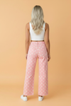 PRETTY BASH Polka Dot Denim Raw Hem Barrel Jeans