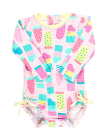  Baby Girls Ice Cream Social One Piece Rash Guard