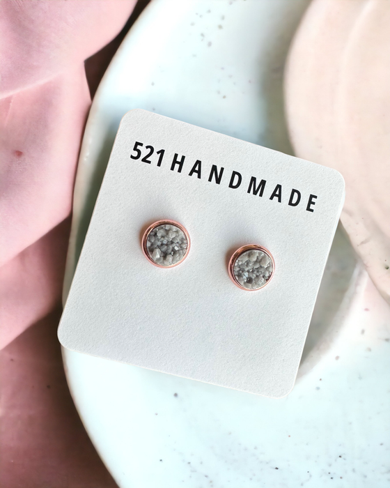 Gray Druzy Stud Earrings