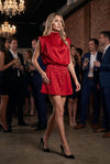 Satin Cowl Neck Top & Belted Skort Set