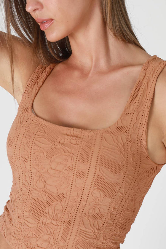 NS8396 - Double Lace Square Crop Top