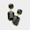 Square Rectangle Glass Stone Link Dangle Evening Earrings