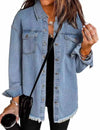 Trendy Washed Long Sleeve Frayed Hem Jacket MK2BLW6W1DJK17