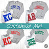 CUSTOM City/State Reversible Sport Grey Crewneck Sweatshirt